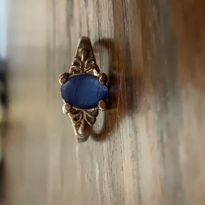 Silver ring with blue stone